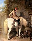 Refreshment, A Boy Watering His Grey Pony by John Frederick Herring Snr